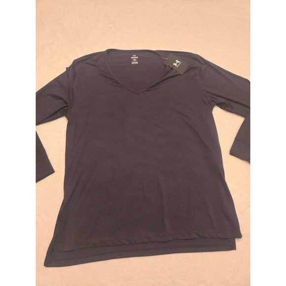 NWT Under Armour Loose Fit T-Shirt Women’s Size Medium Long Sleeve Tee Black - Picture 1 of 8